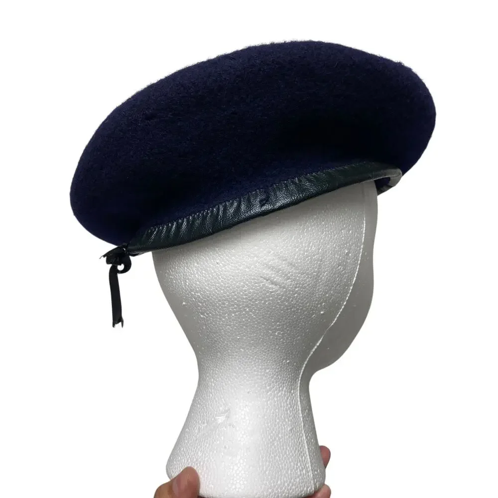 Vintage Navy Size L Blue Wool Beret Hat - Picture 4 of 10